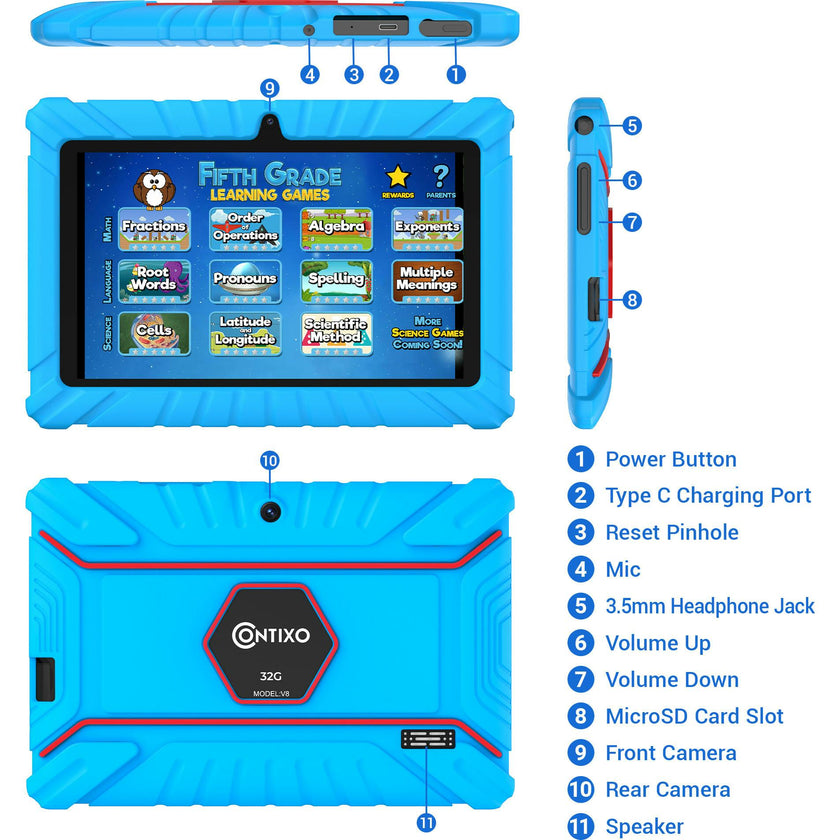 Contixo V8 32GB 7"" Kids Contixo Academy Tablet