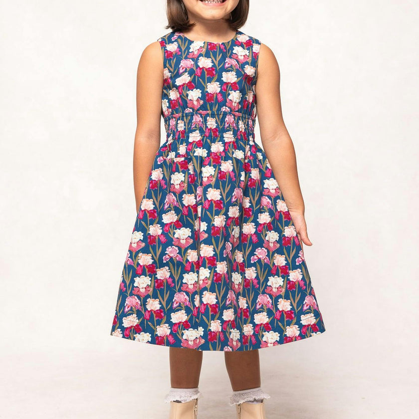 Mini Carly Dress in Navy Pressed Petals