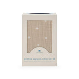Cotton Muslin Crib Sheet - Taupe Cross