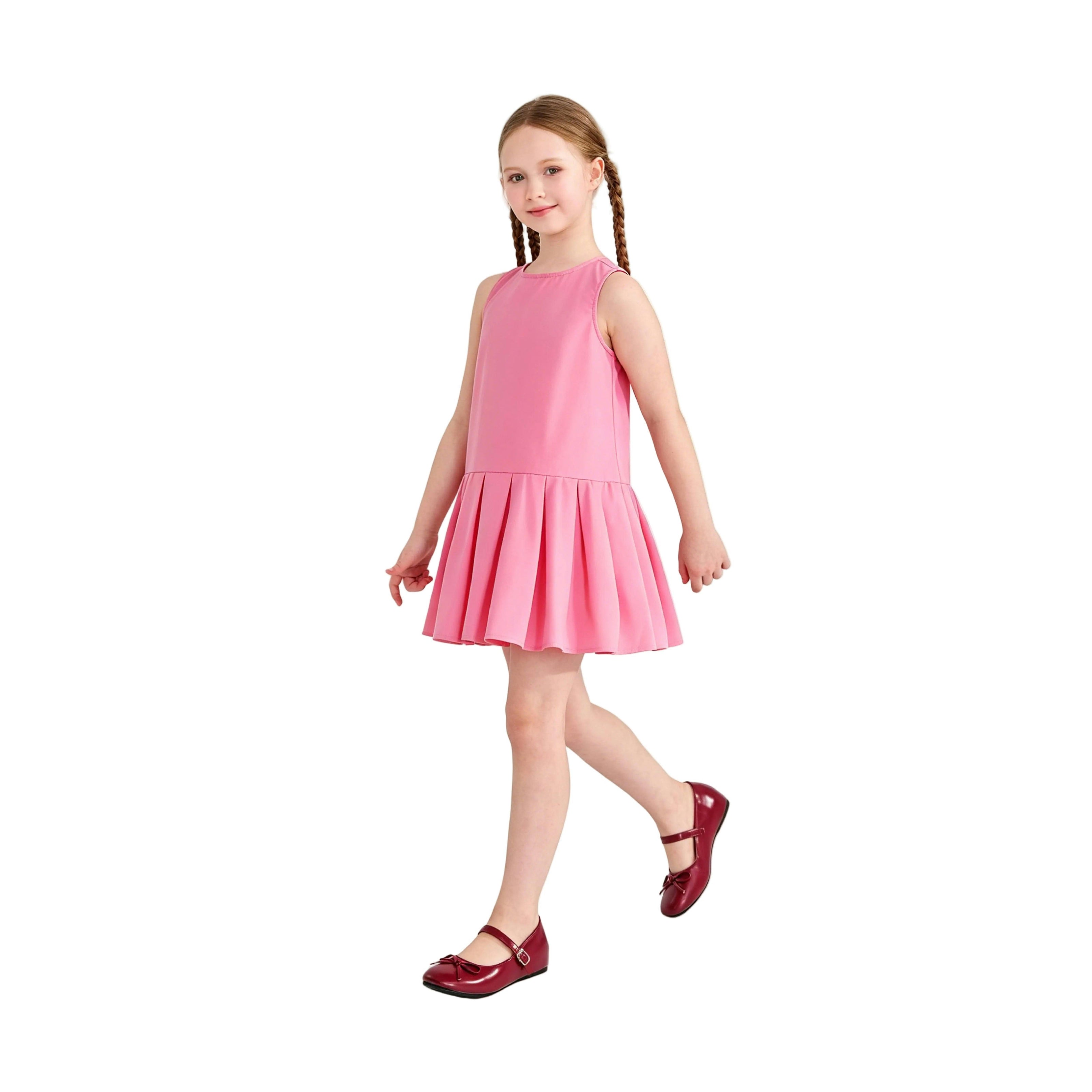 Pink Zariah Bow Back Pleated Dress