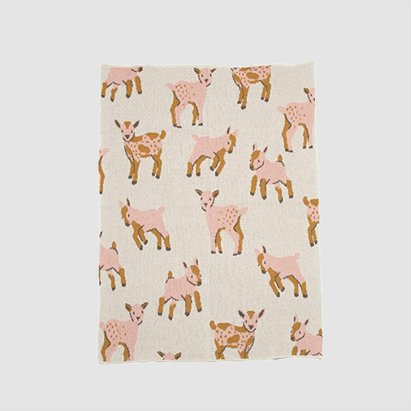 Baby Cotton Knit Blanket - Goat