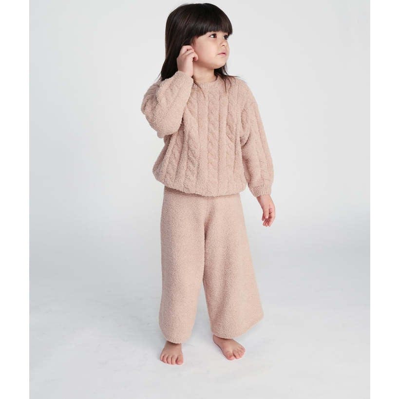 Baby Girls Fuzzy Wide Leg Relaxed Fit Pants