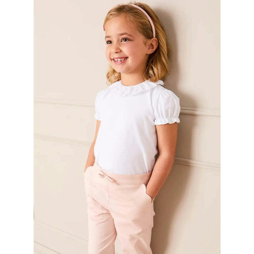 Broderie Anglaise Frill Collar Top in White (2-12yrs)