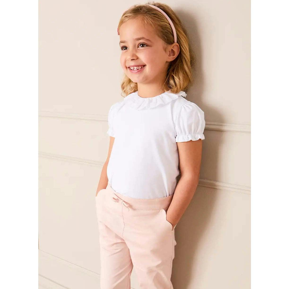 Broderie Anglaise Frill Collar Top in White (2-12yrs)