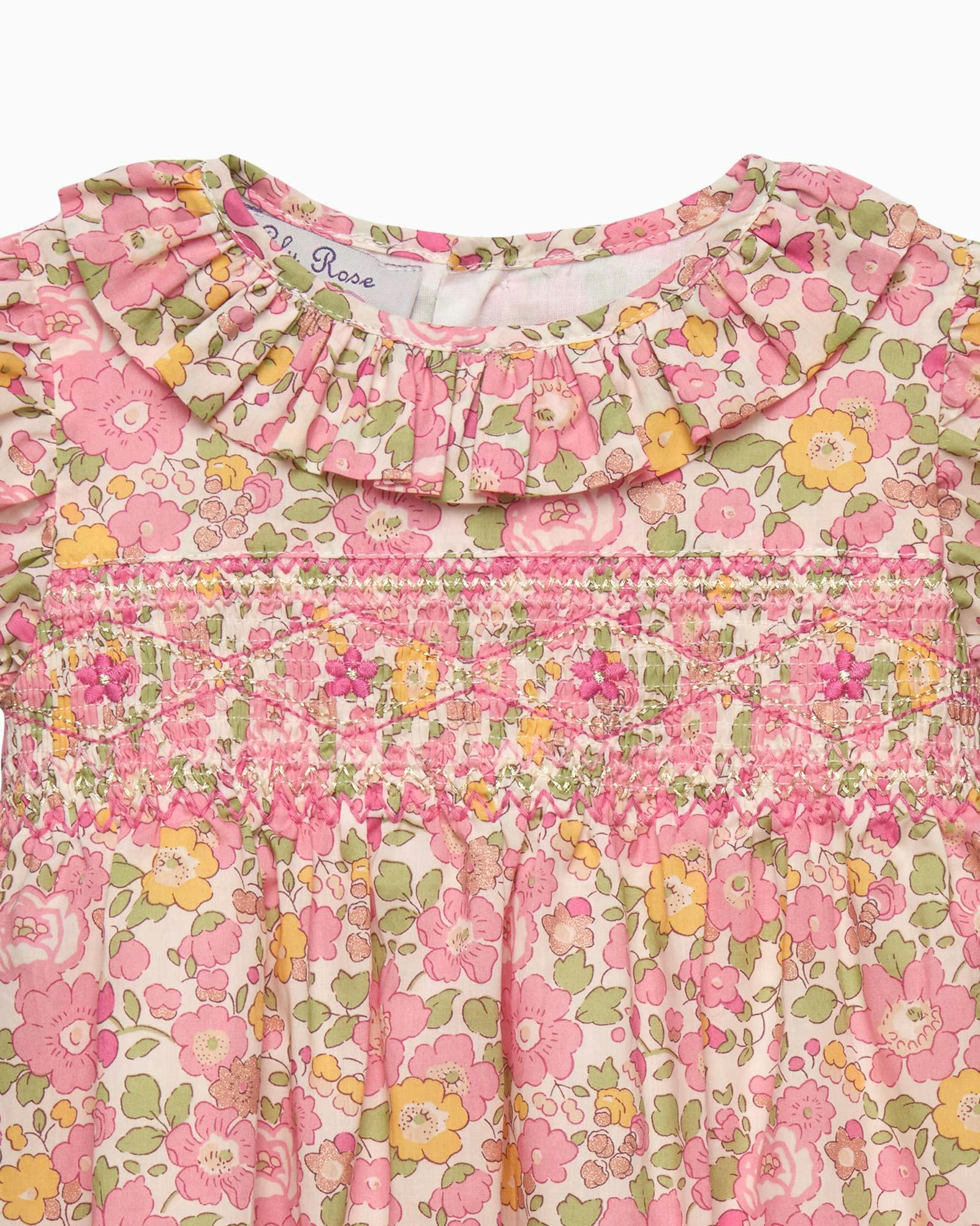 Baby Peach Sparkle Betsy Smocked Dress