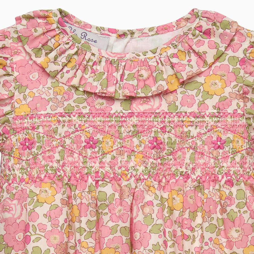 Baby Peach Sparkle Betsy Smocked Dress