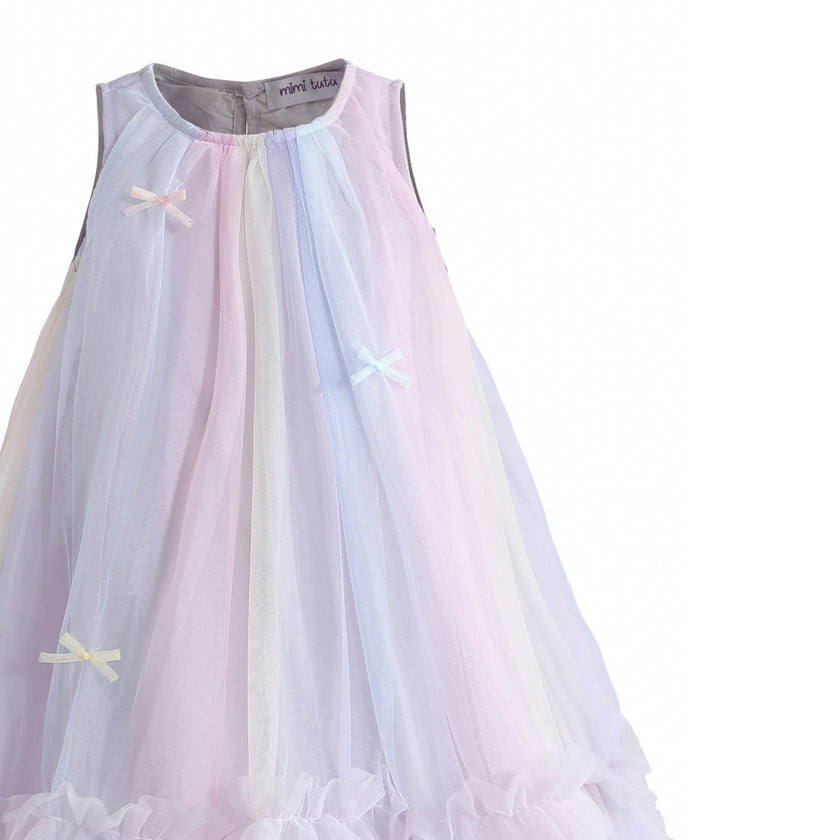 Purple Orielle Pastel Bow Ruffle Dress