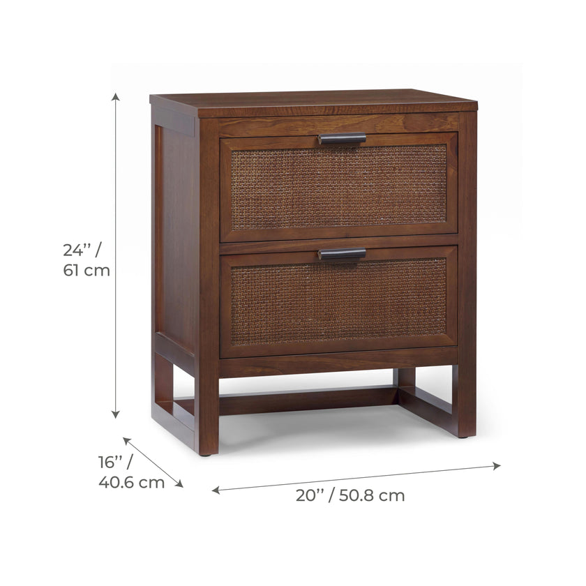 Hatteras Nightstand with 2 Deep Drawers for Bedroom Organization