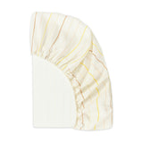 Mini Crib Sheet in GOTS Certified Organic Brushed Cotton in Ivory with Warm Multi-Color Stripes