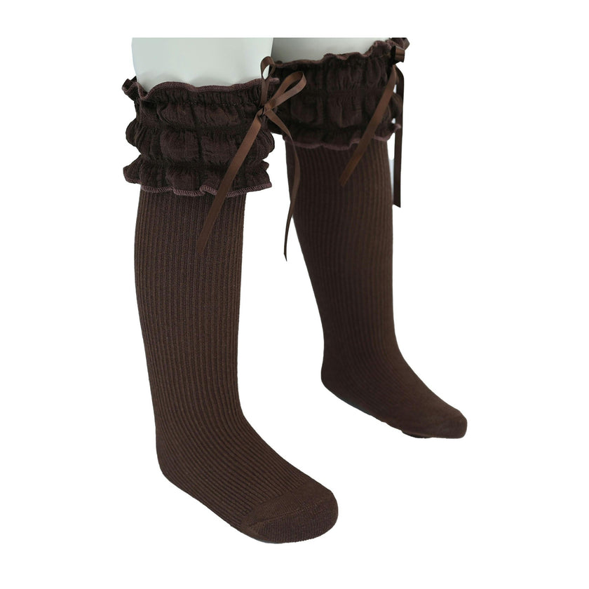 Ruffled Ribbon Long Socks