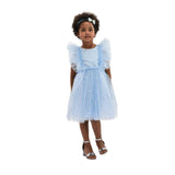 Light Blue Party Dress with Glitter Stars