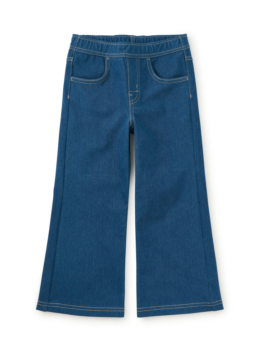 Denim-Like Flare Pants, Medium Wash