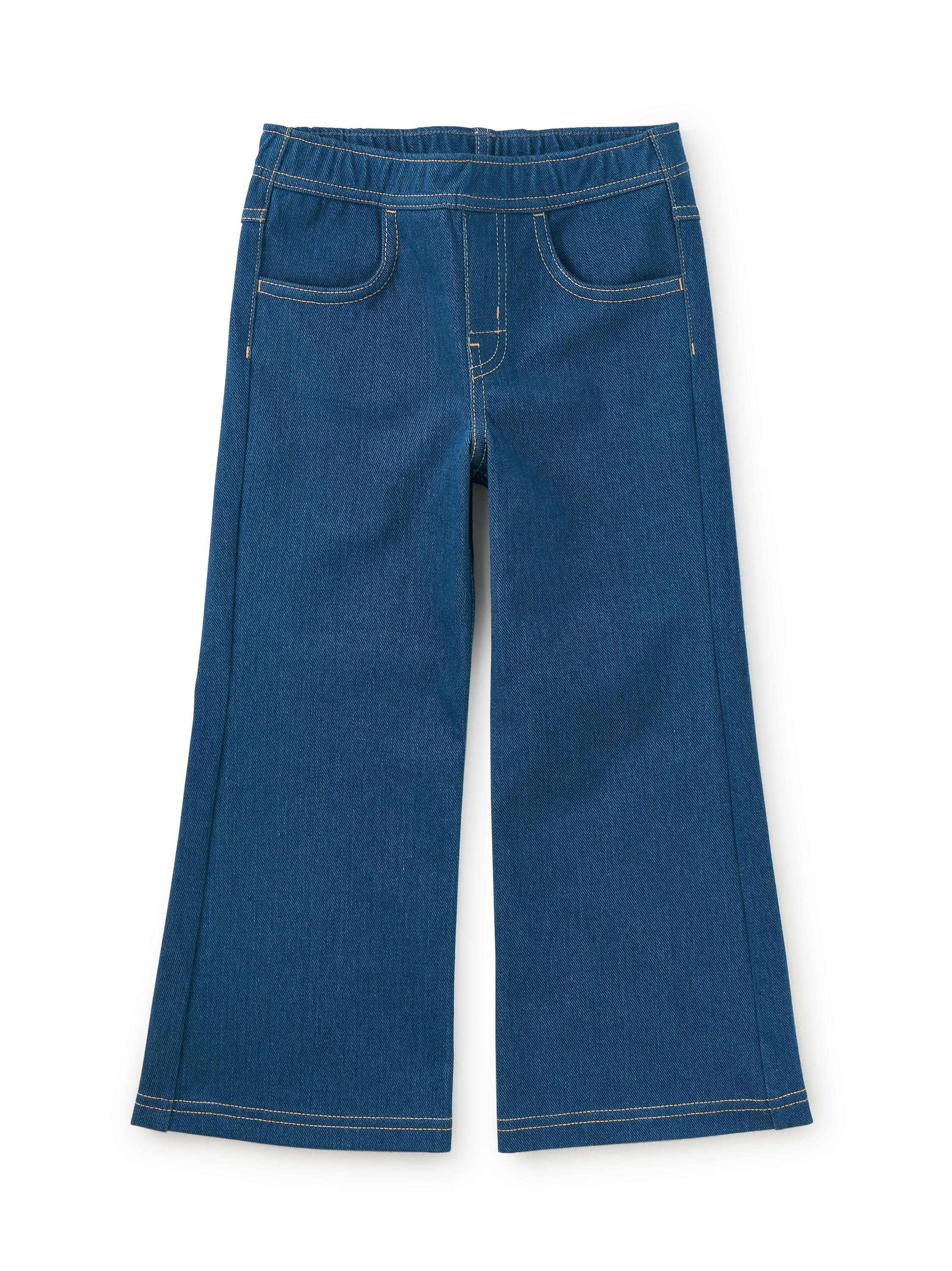 Denim-Like Flare Pants, Medium Wash