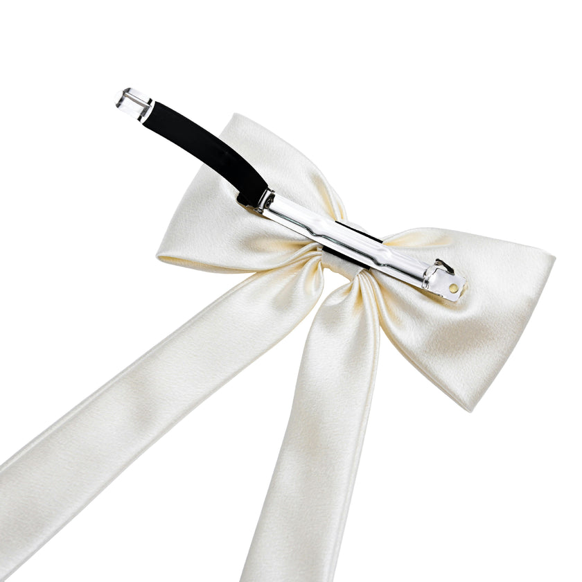 Ivory Satin Long Tail Hair Clip