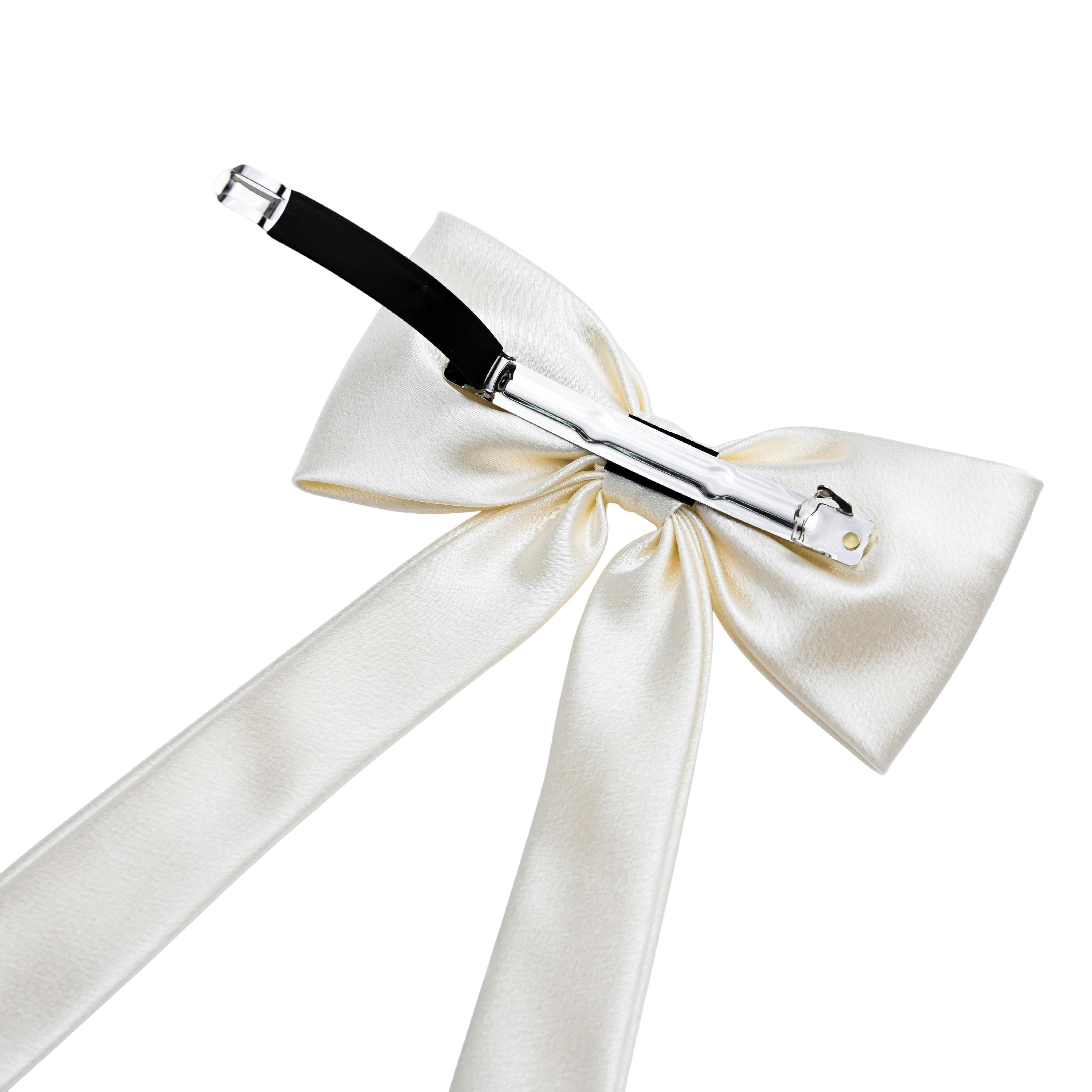 Ivory Satin Long Tail Hair Clip