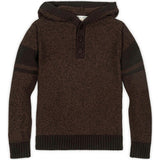 Organic Long Sleeve Hooded Henley Sweater, Brown