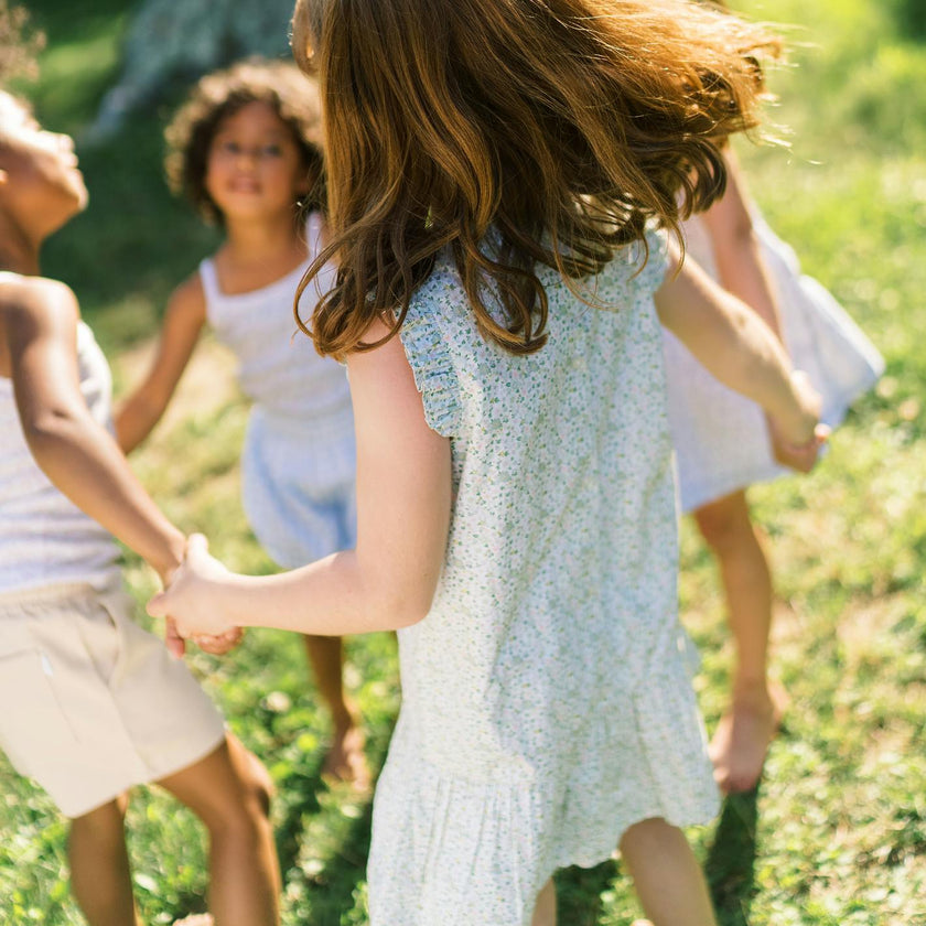 girls sea marsh floral drop waist dress