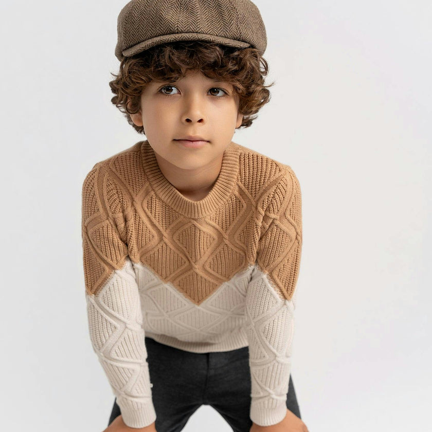 Diamond Knit Sweater Dark Almond/Camel