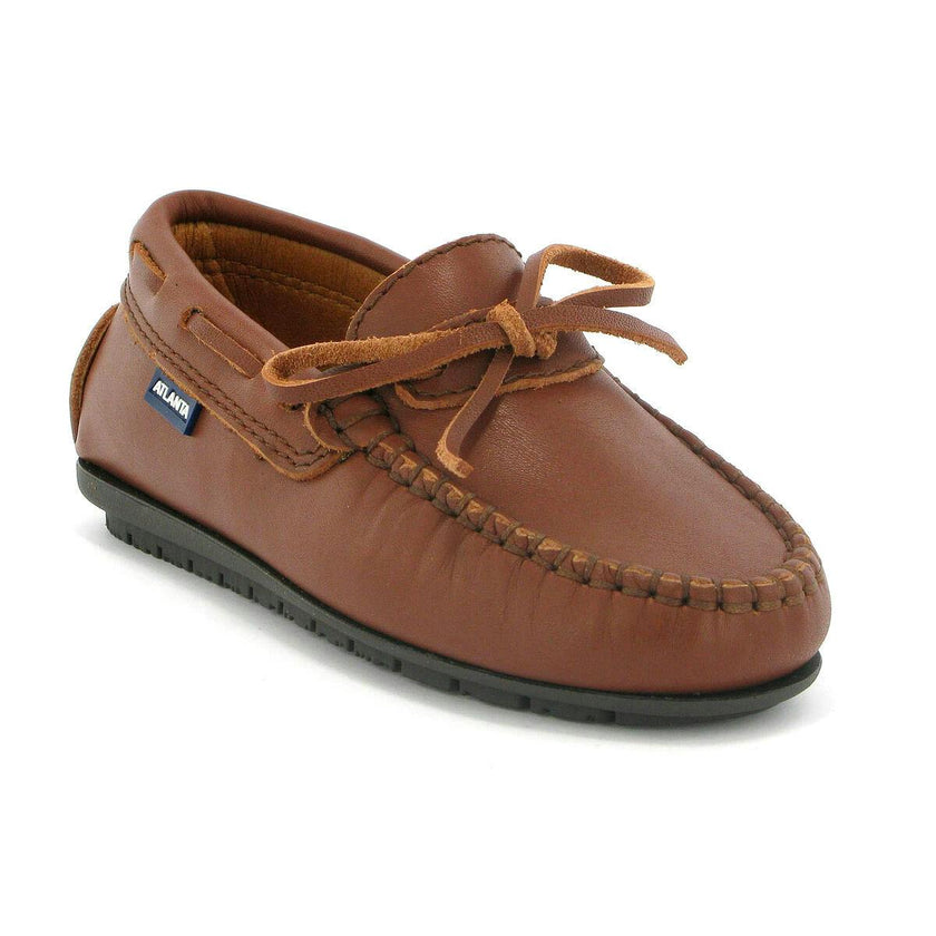 Laces Moccasin in Smooth Leather, Cuoio