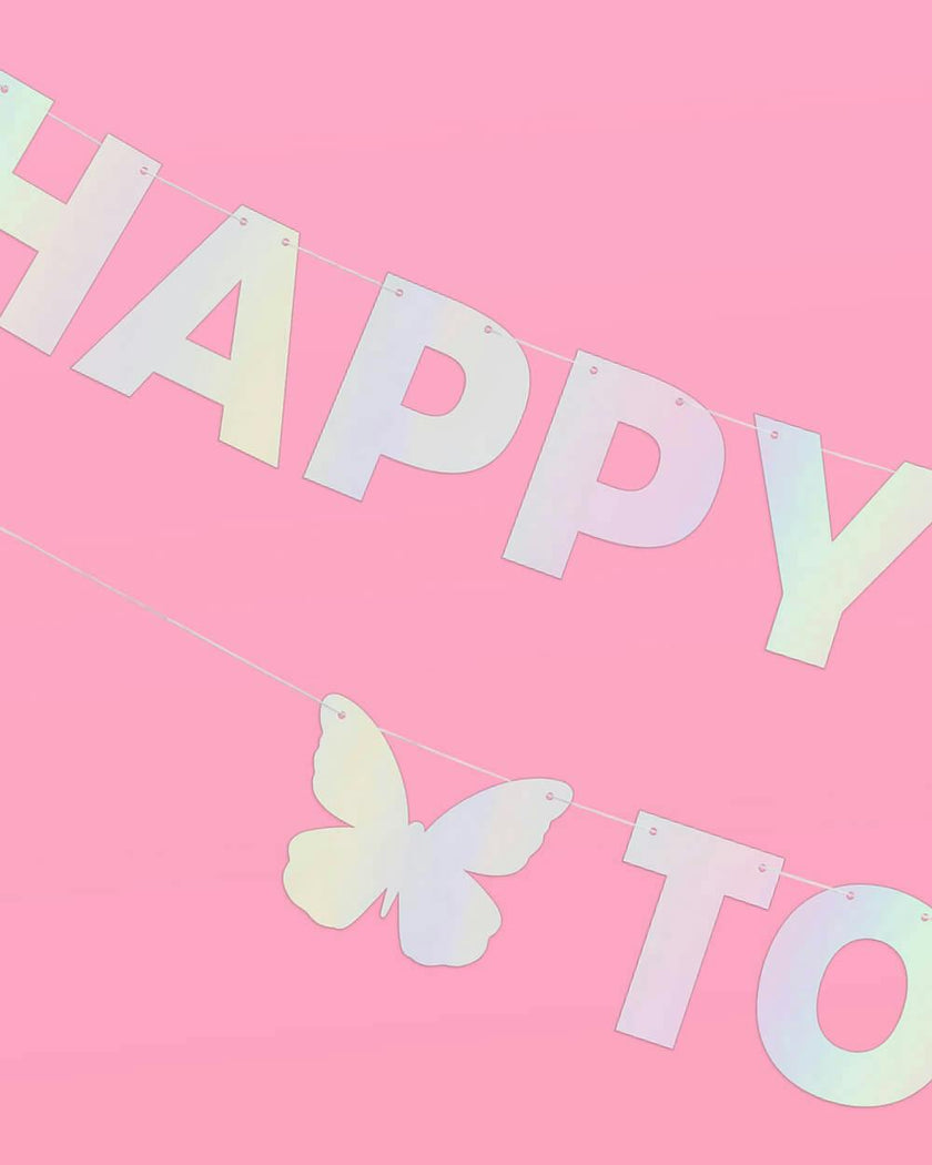 HBD To Me 🦋 Banner - iridescent foil banner