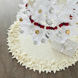 Handmade Felted Wool Overlapping Flowers Border Cream Christmas Tree Skirt 26"/48"/64"/72" Arcadia Home