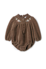 Velvet Embroidered Floral Bubble