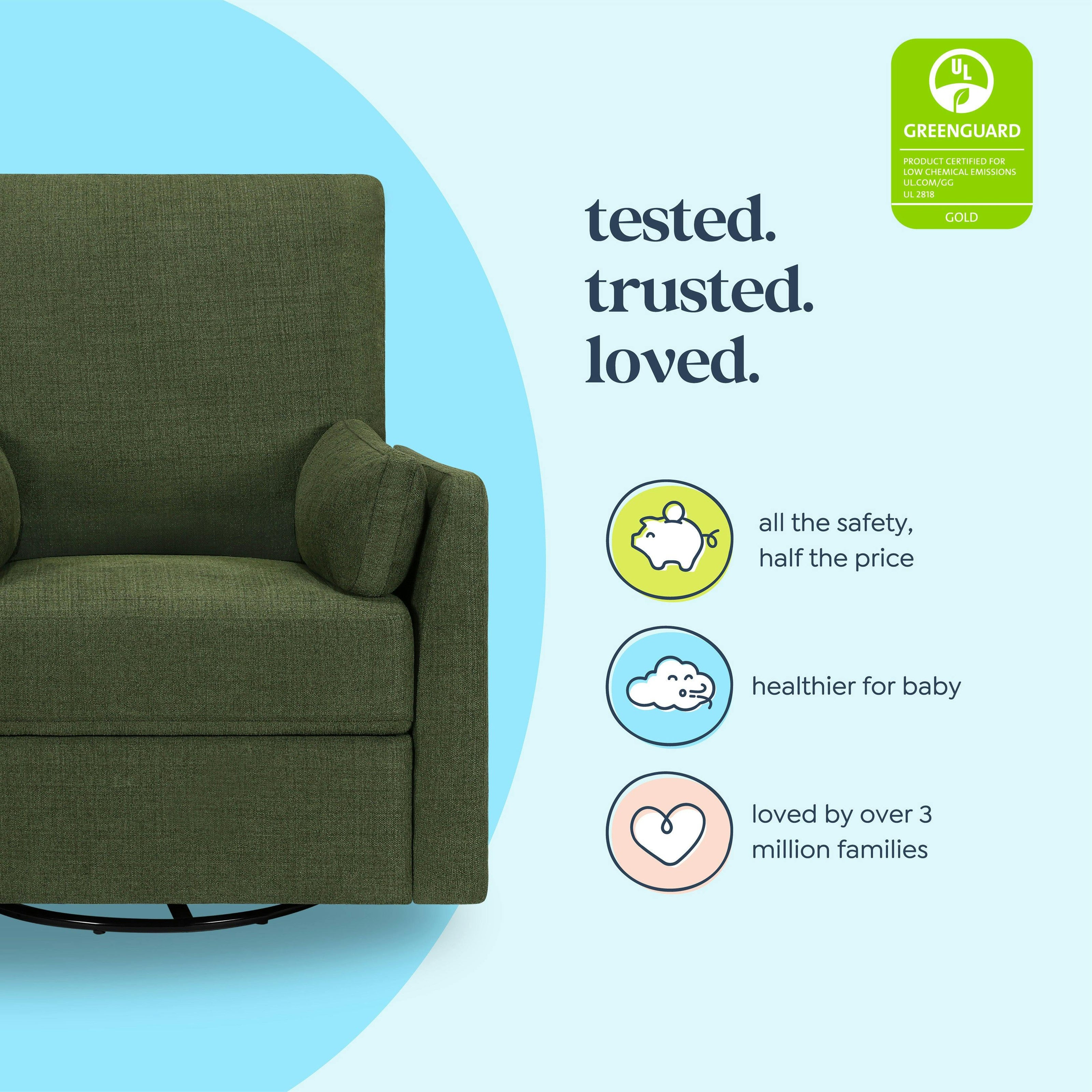 Carter's Ethan Recliner and Swivel Glider | Water Repellent & Stain Resistant fabric