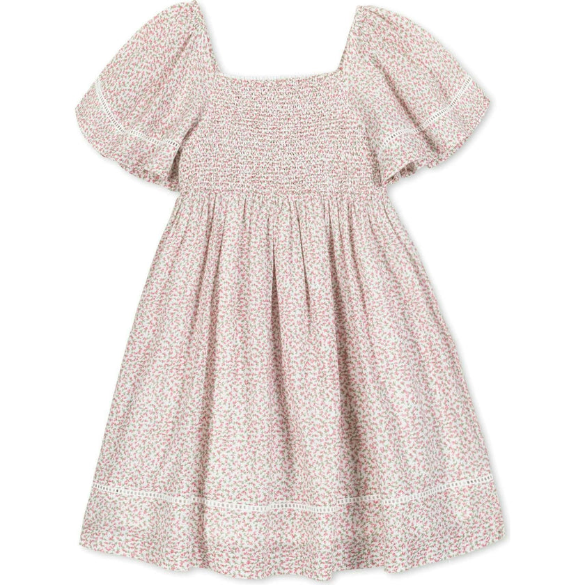 Organic Smocked Bell Sleeve Dress, Pink