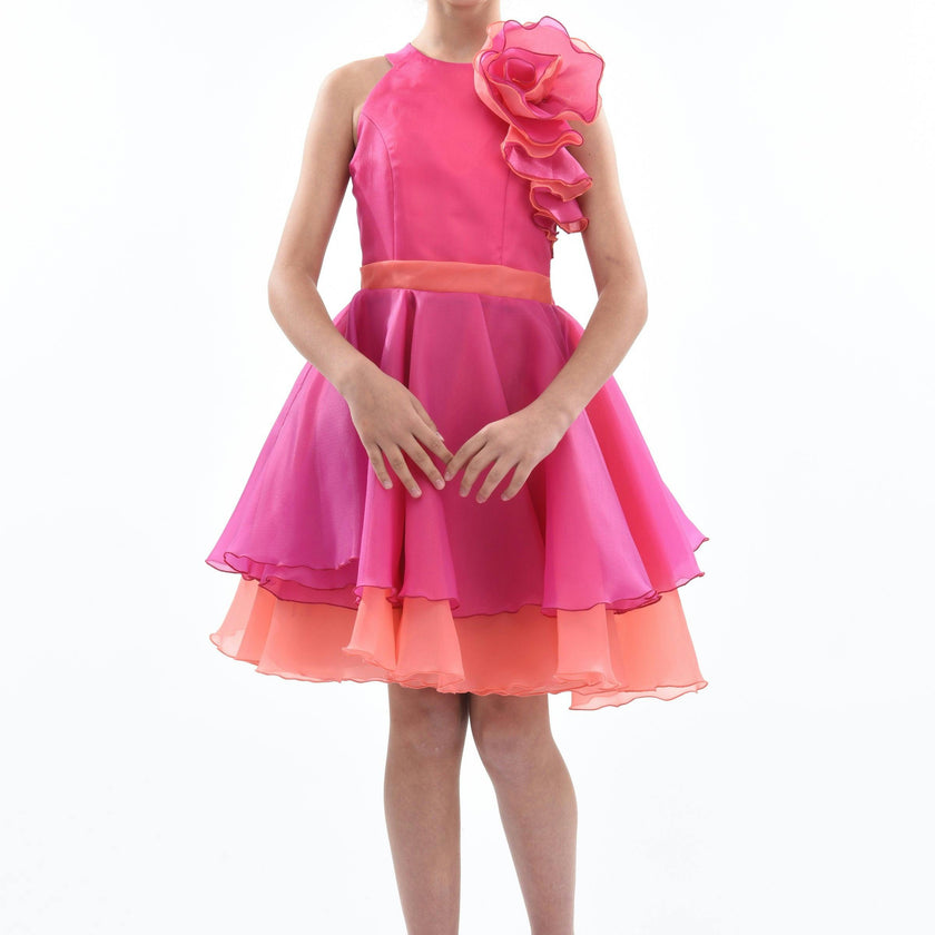 Fuchsia Estancia Halter Organza Dress