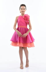 Fuchsia Estancia Halter Organza Dress