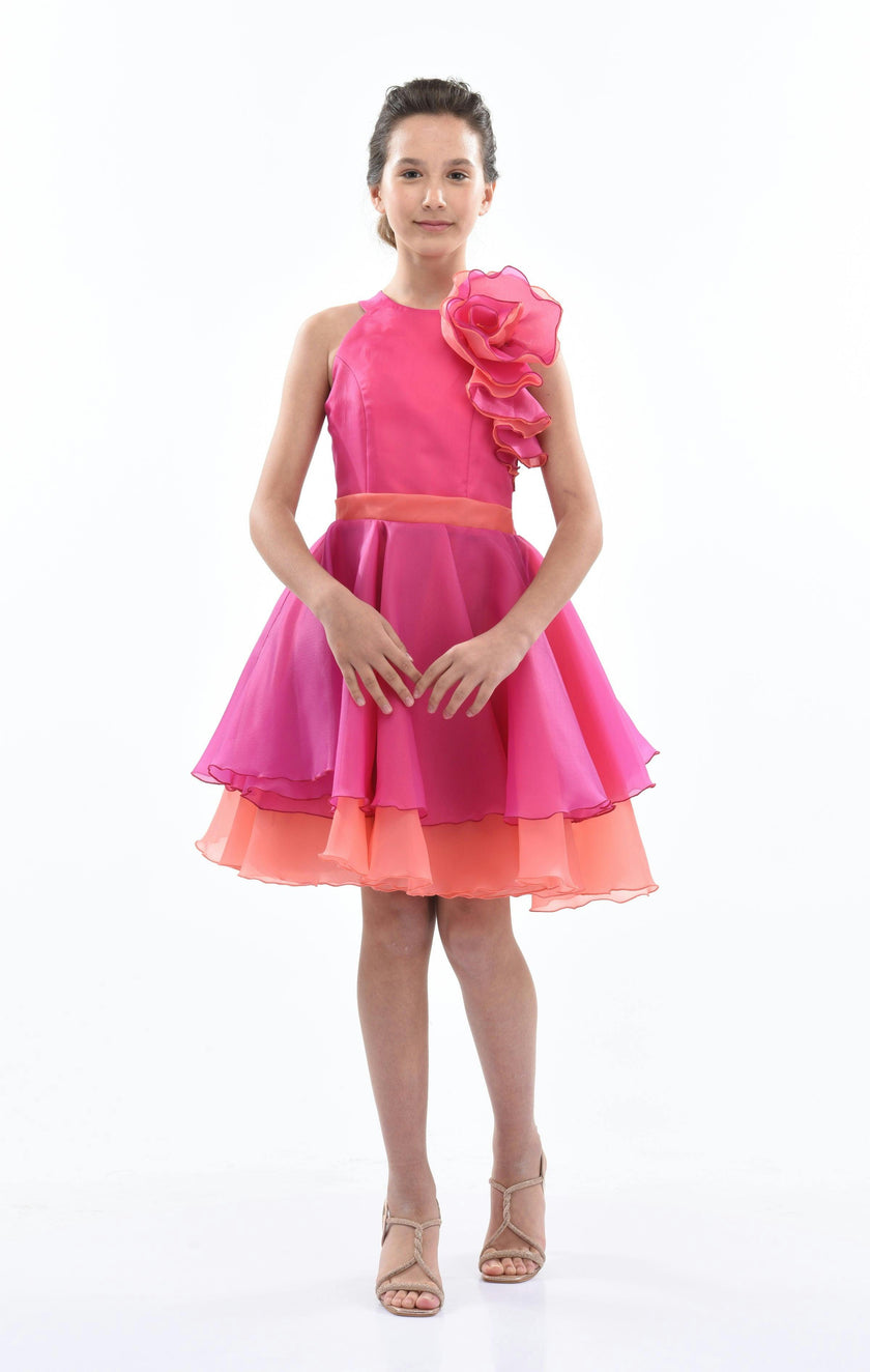 Fuchsia Estancia Halter Organza Dress