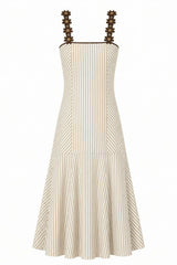 Highland Sand Stripe Floral Midi Dress