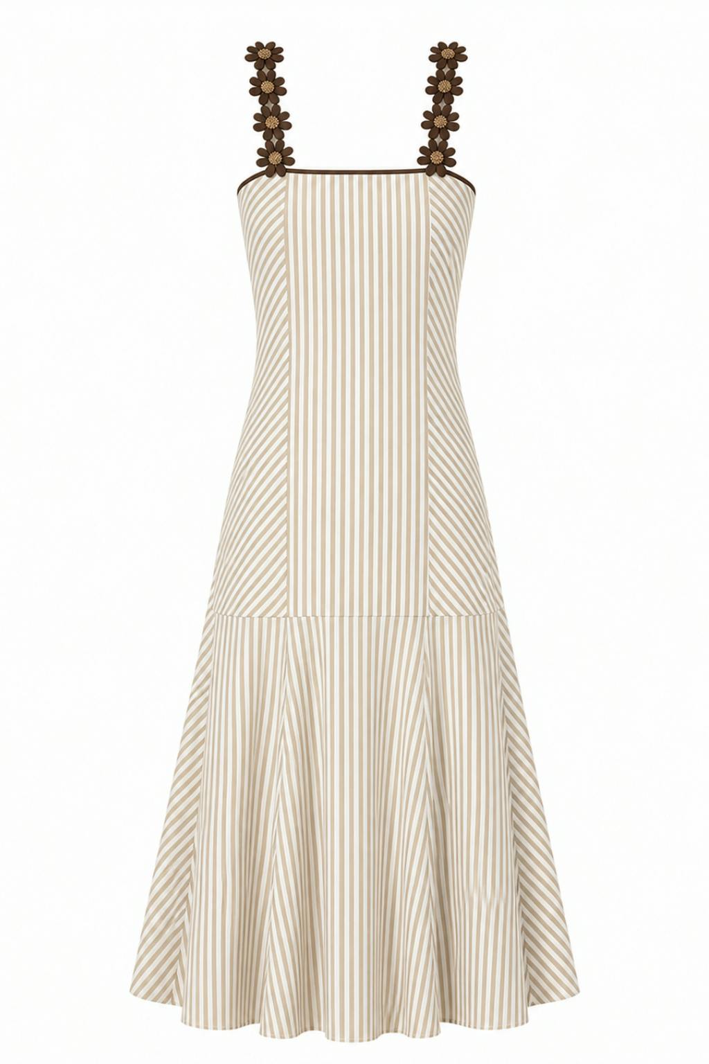 Highland Sand Stripe Floral Midi Dress