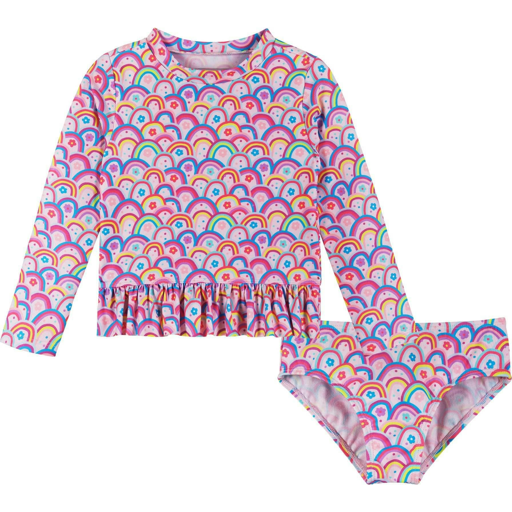 Rainbow Print Long Sleeve Rashguard Set