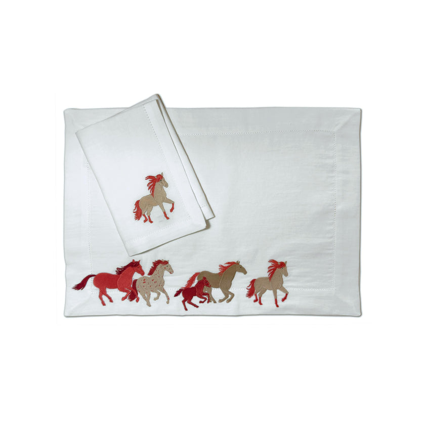 Placemat & napkin - Cavalcade embroidery