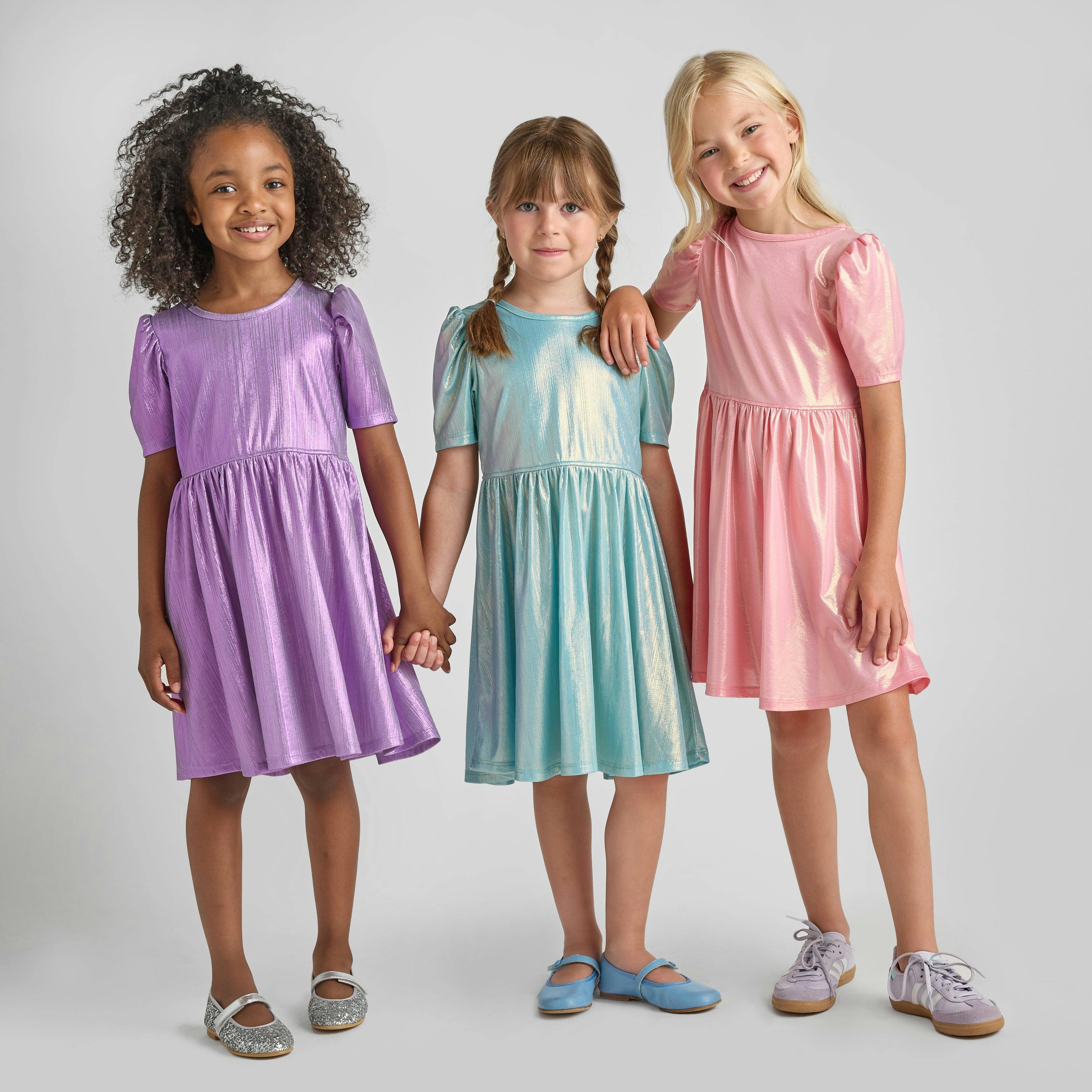 Girls Lame Laurie Dress - Lavender