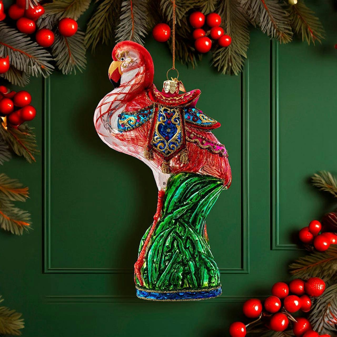 Kurt Adler 7-Inch Bellissimo Glass Flamingo Ornament