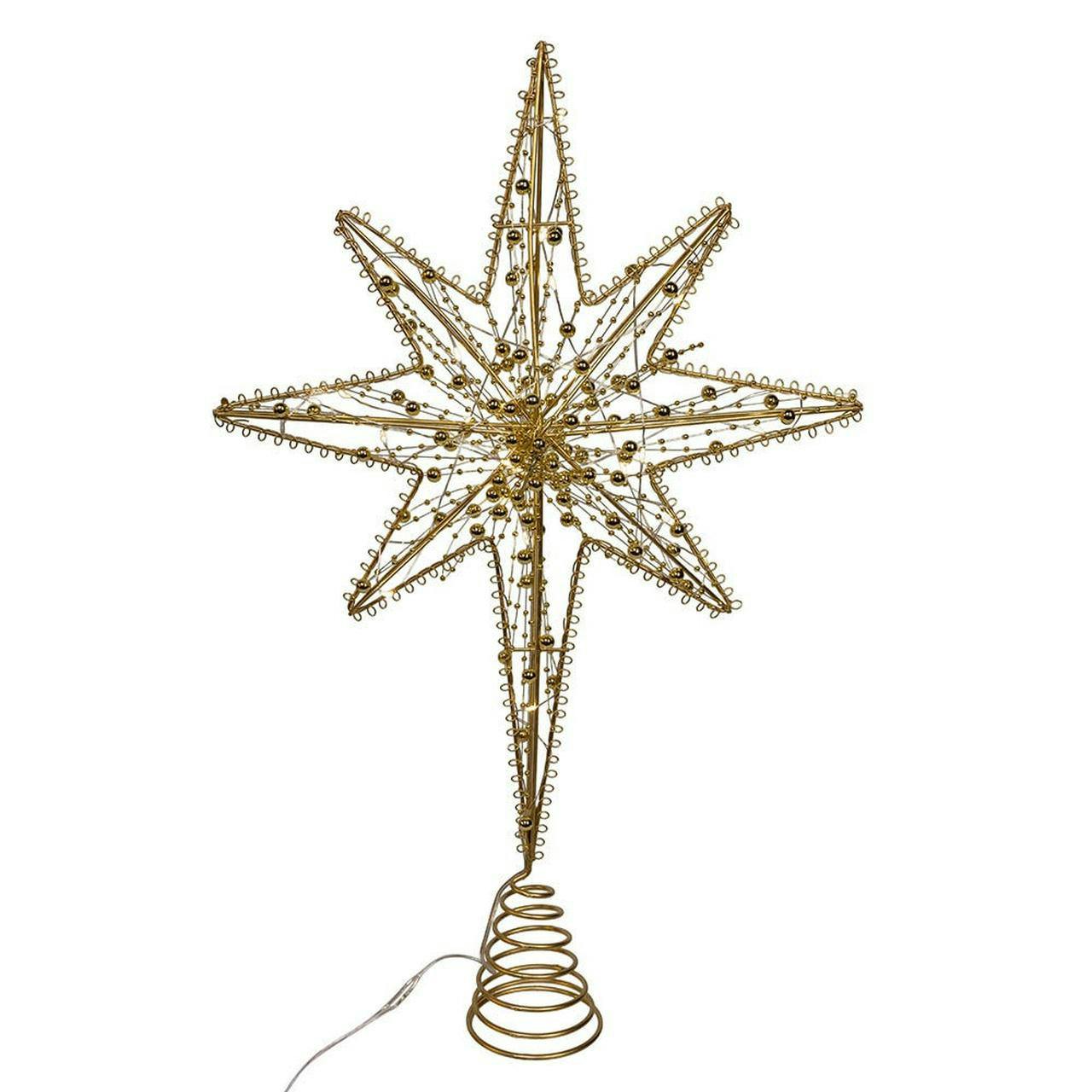 Kurt Adler 19.7-Inch Battery Operated LED Lighted 8-Point Gold Metal Star Tree Topper