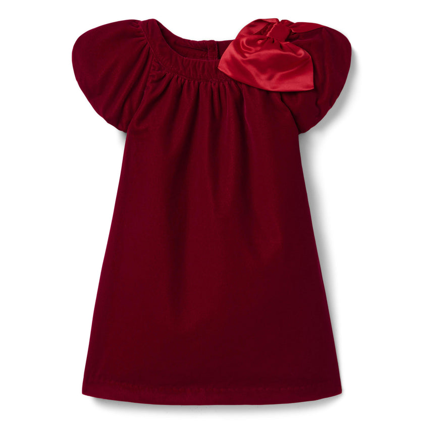 The Velvet Bow Dress, red