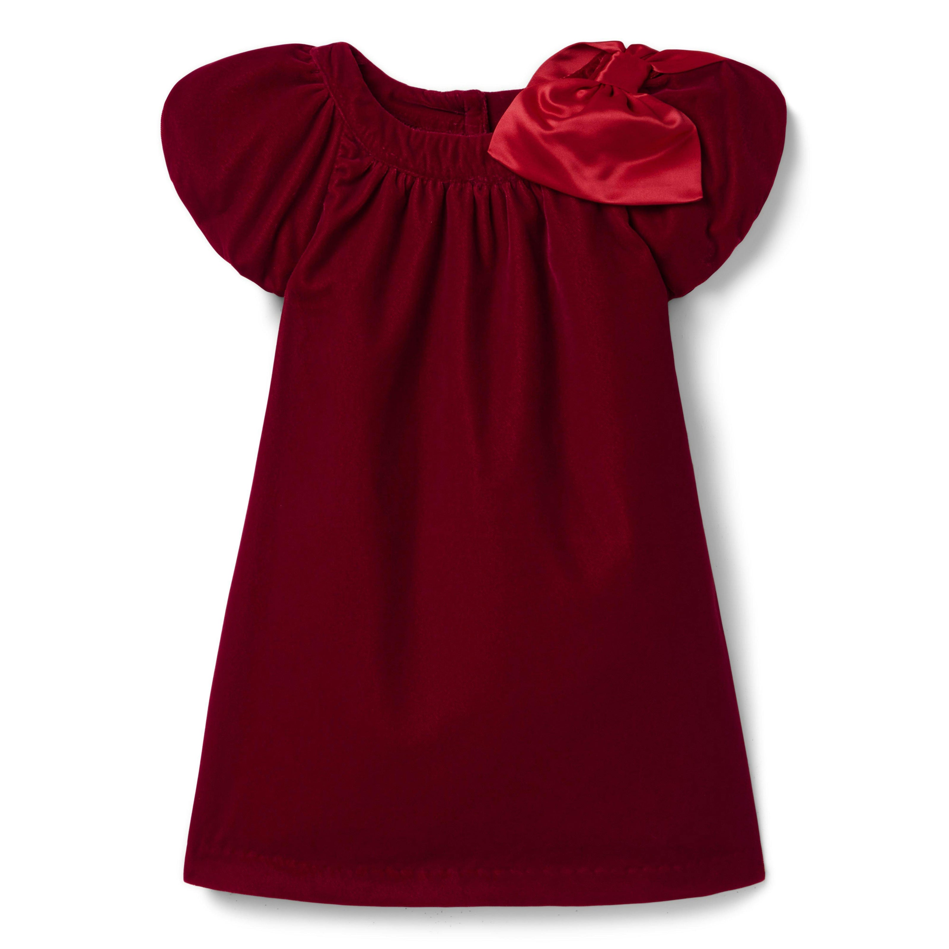 The Velvet Bow Dress, red