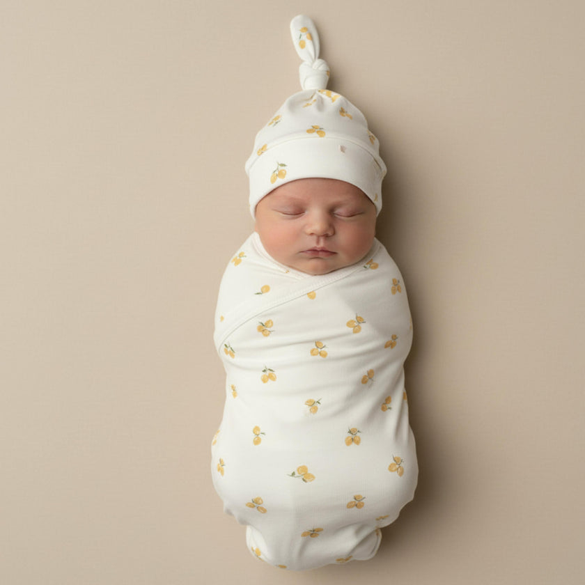 Organic Swaddle Blanket & Hat Set