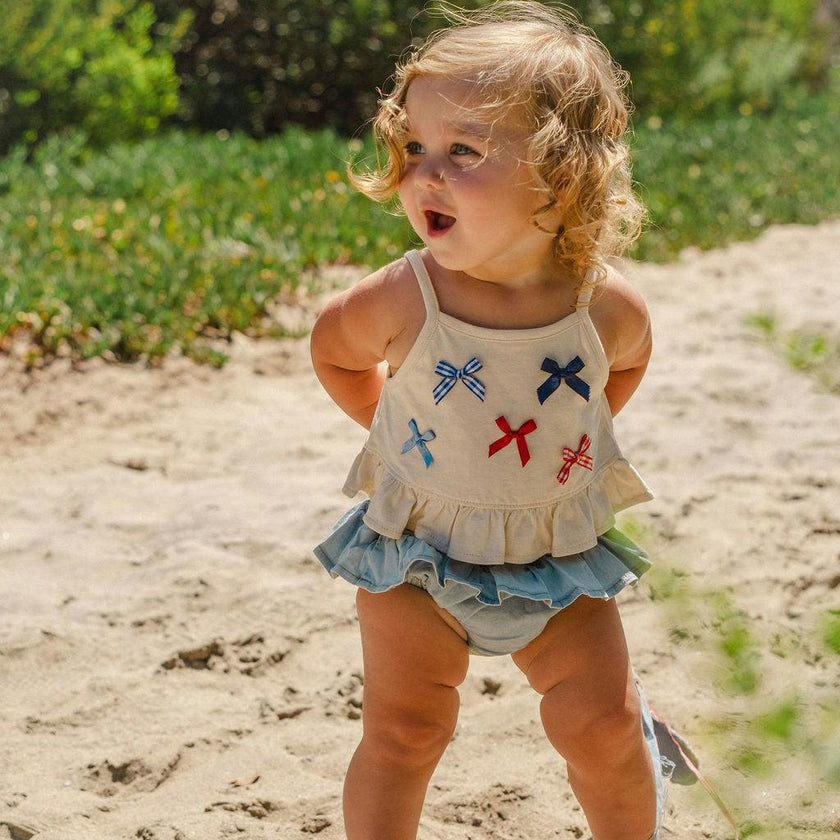 Ruffle Bloomer Set in Denim