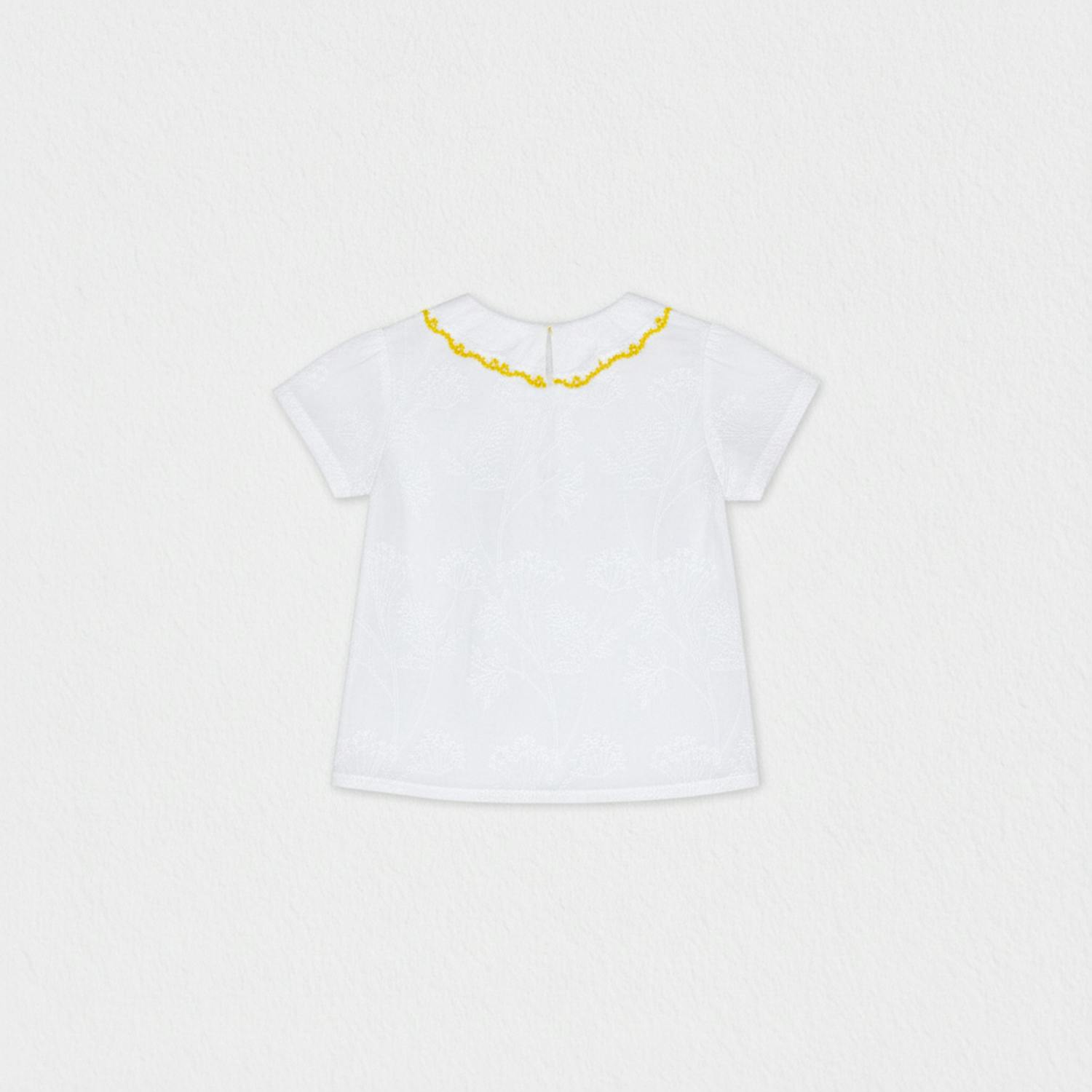 Betina Baby Blouse Short Sleeve, White Flower Embroidery
