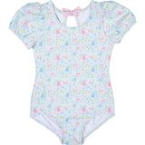 Floral Print Swimsuit with Puff Sleeves