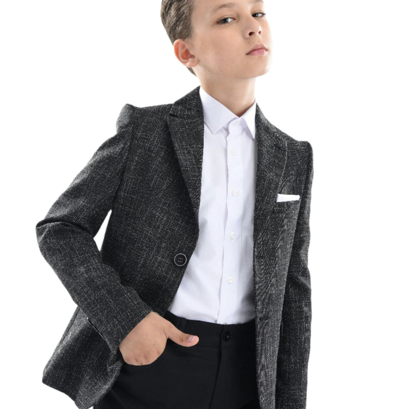Smoky Gray Peak Lapel Blazer