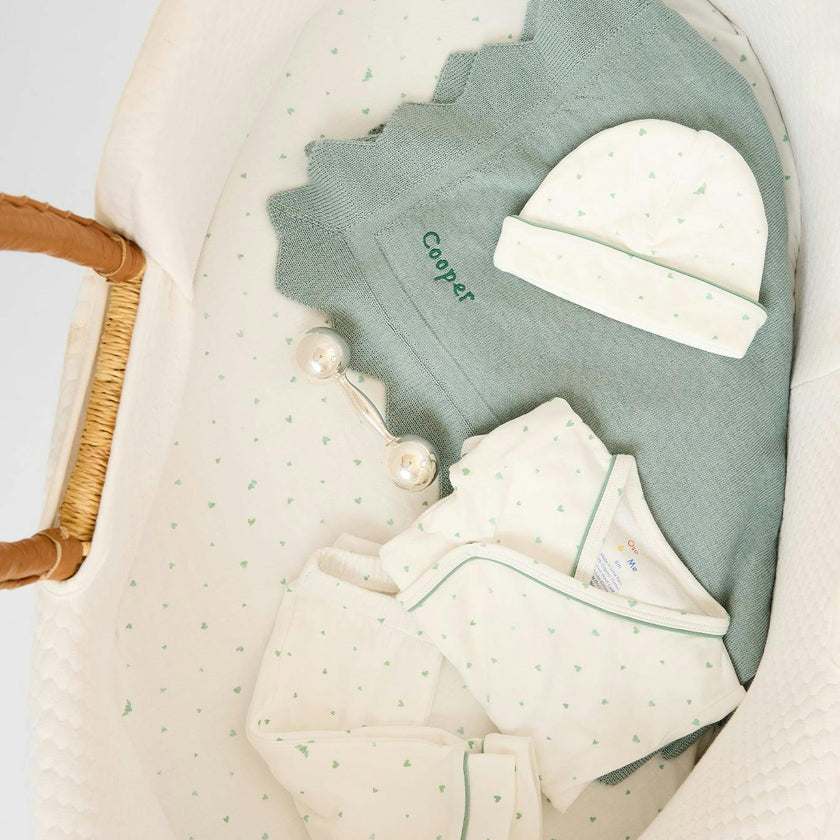 Crib Sheet, Seafoam Hearts