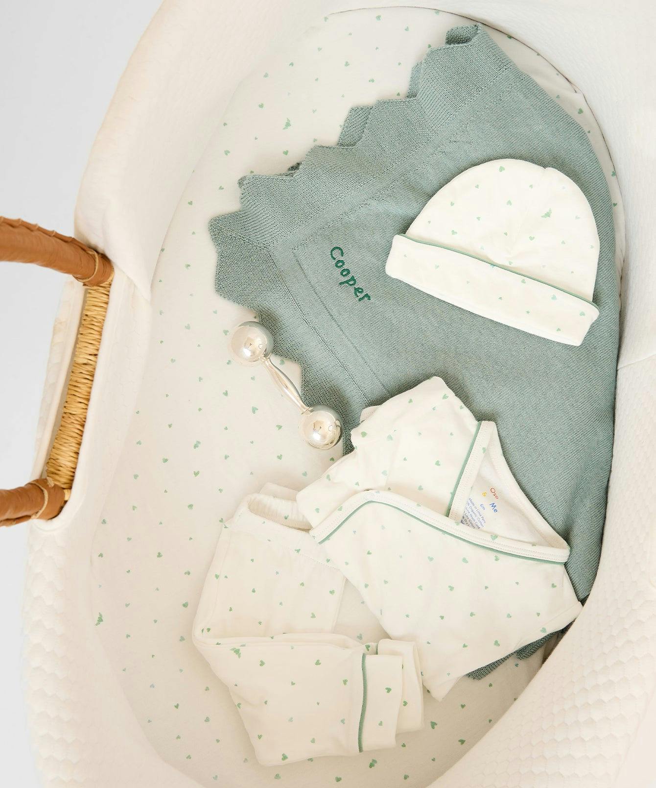 Crib Sheet, Seafoam Hearts