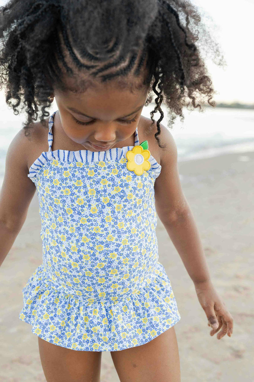 Floral Skirted Swimsuit with Flower