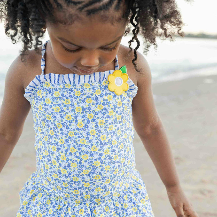 Floral Skirted Swimsuit with Flower