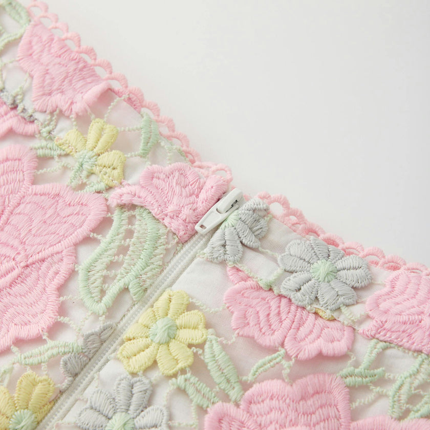 Estella Frill Embroidered Mini Skirt